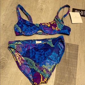 NWT VTG Blue print bikini